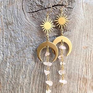 Gold clear quartz earrings